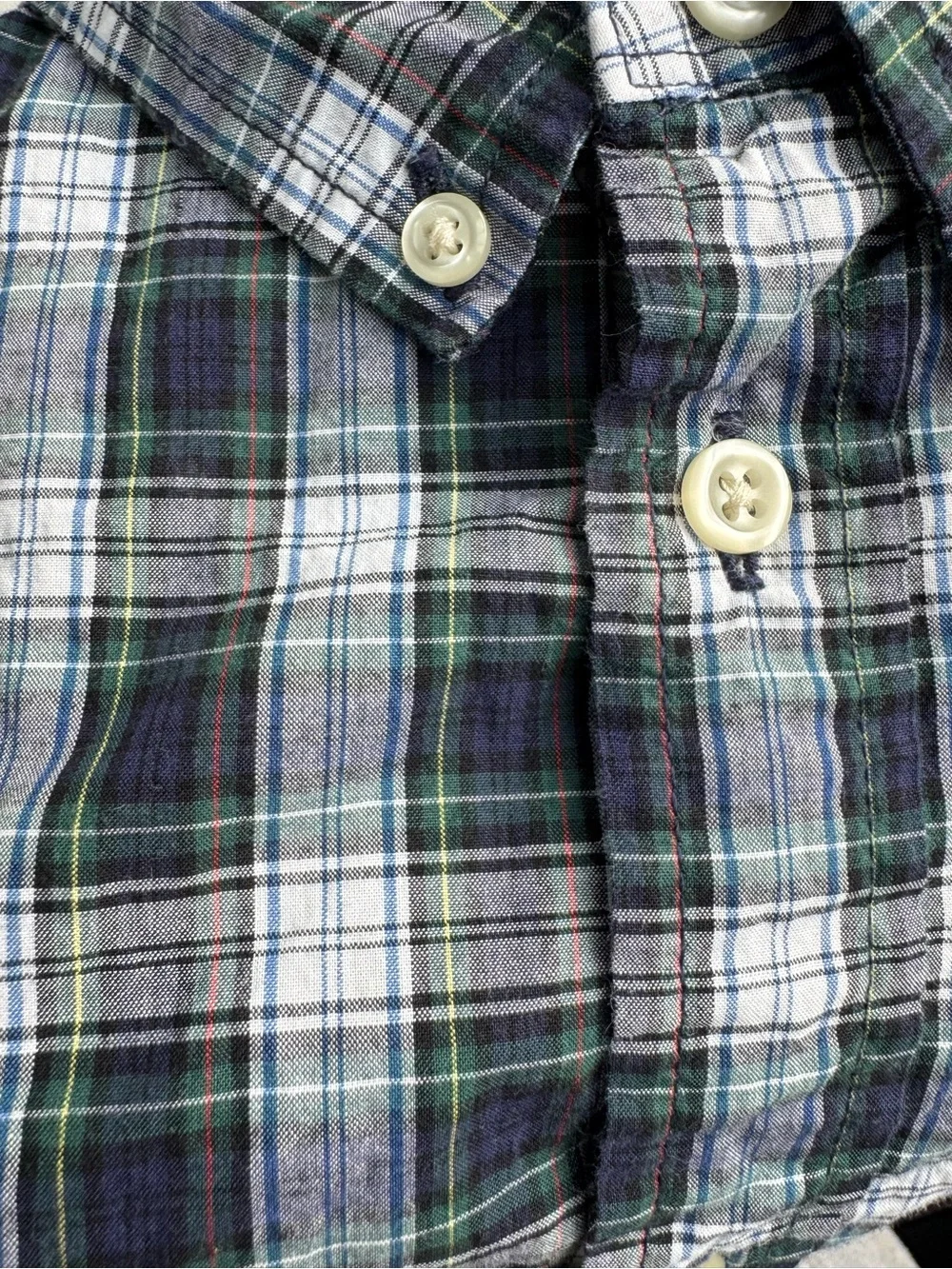 Boy’s Ralph Lauren Button-Down Plaid Shirt - Navy/White/Green